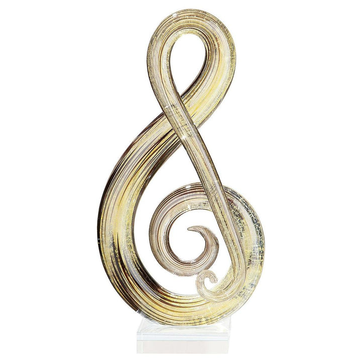 Skulptur „Musicale“ – Notenschlüssel aus Glas, Creme