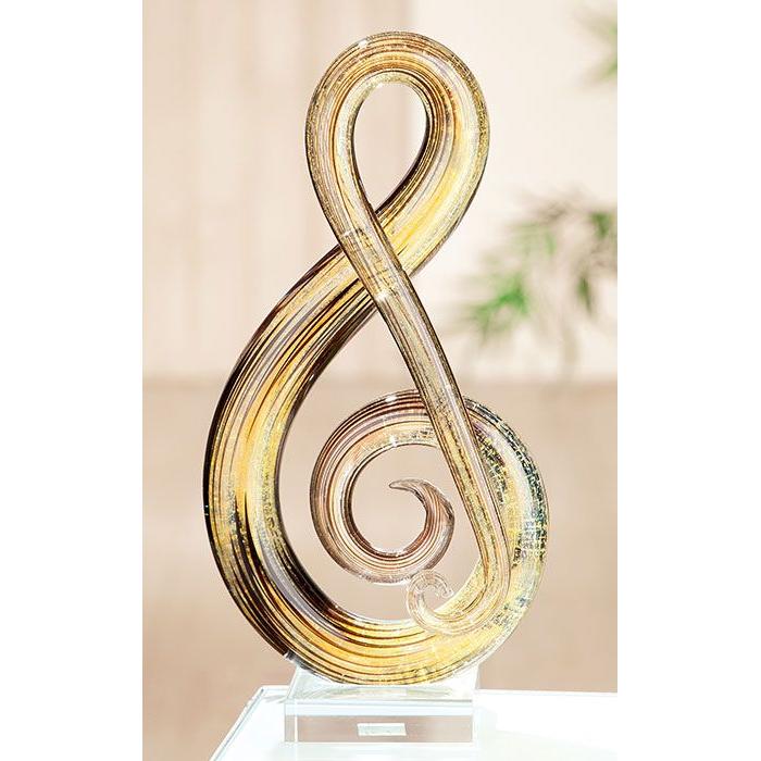 Skulptur „Musicale“ – Notenschlüssel aus Glas, Creme