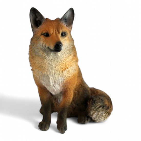 Fuchs Figur sitzend aus Kunstharz – naturgetreue Tierfigur für Garten und Wohnraum, 48 cm
