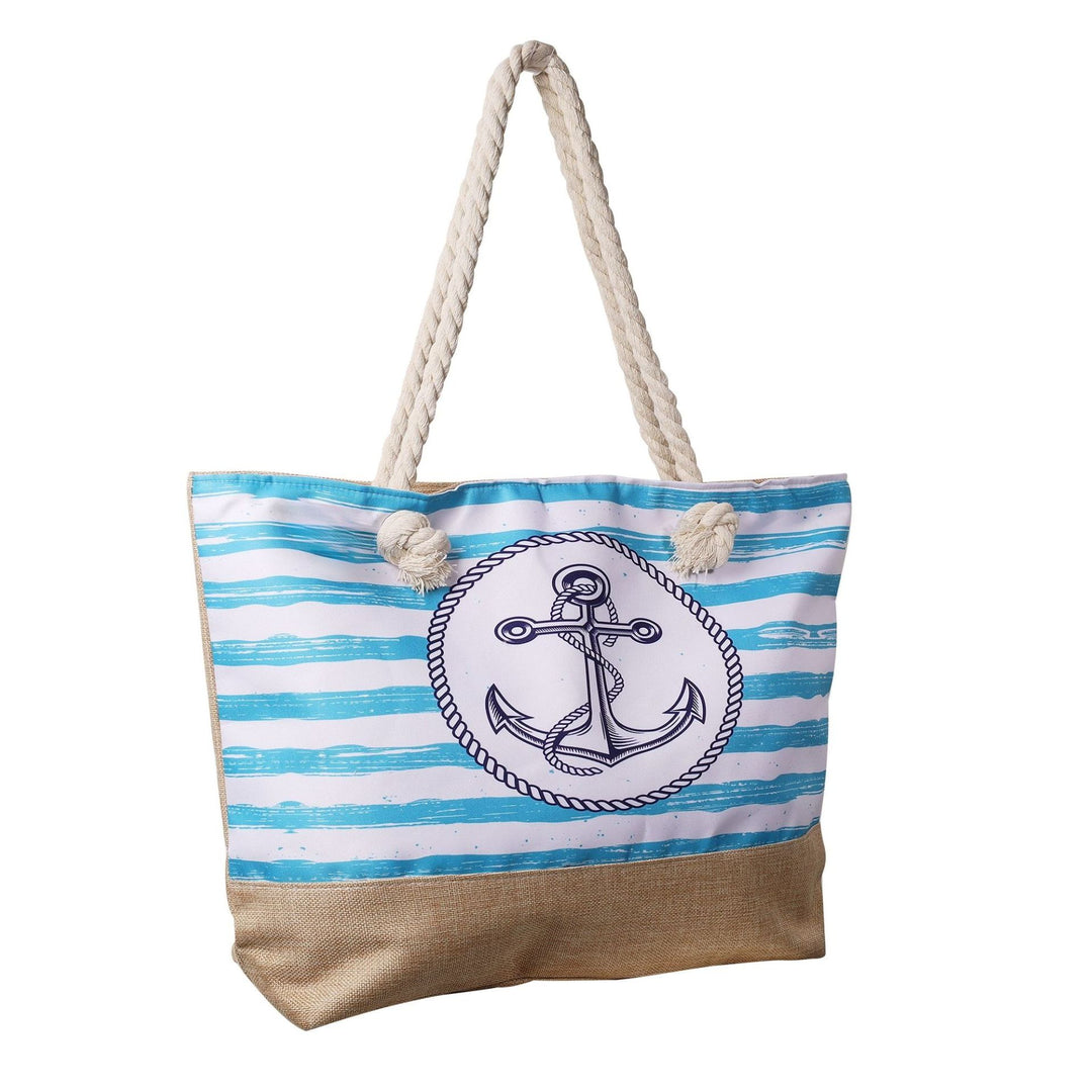 Strandtasche Anker Coast – maritime Schultertasche in Türkis Weiß mit Ankermotiv