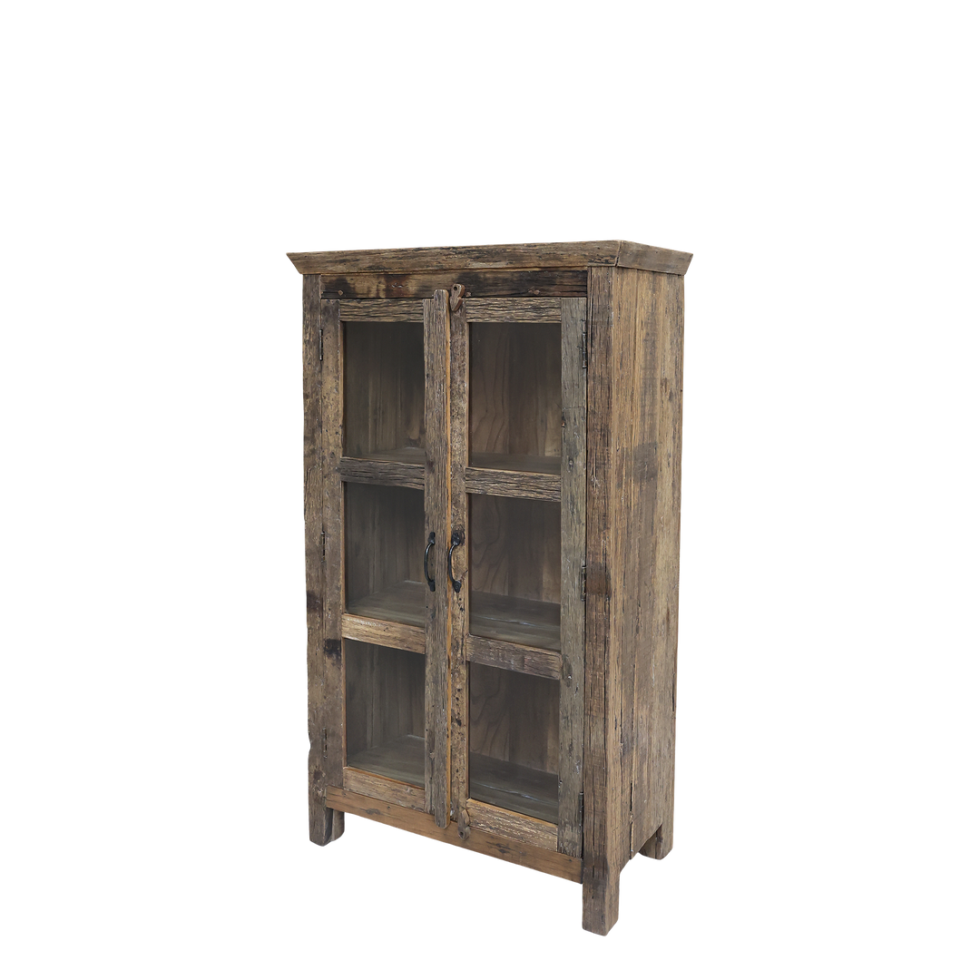 Skandinavischer Vitrinen Schrank aus Recyclingholz – Luxurelle Nordic Patina