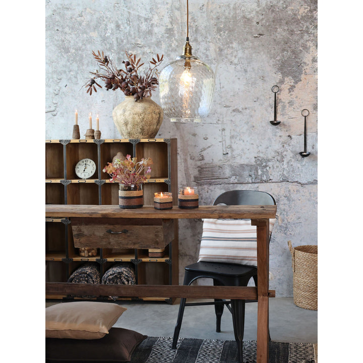 Skandinavischer Tisch mit Schublade aus Recyclingholz – Luxurelle Nordic Patina
