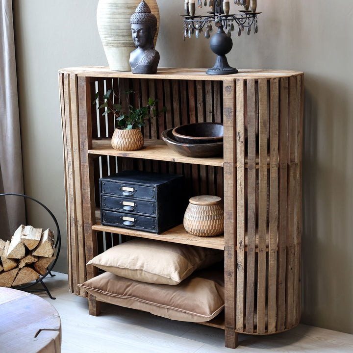 Skandinavisches Regal mit 3 Ablageböden aus Recyclingholz – Luxurelle Nordic Patina