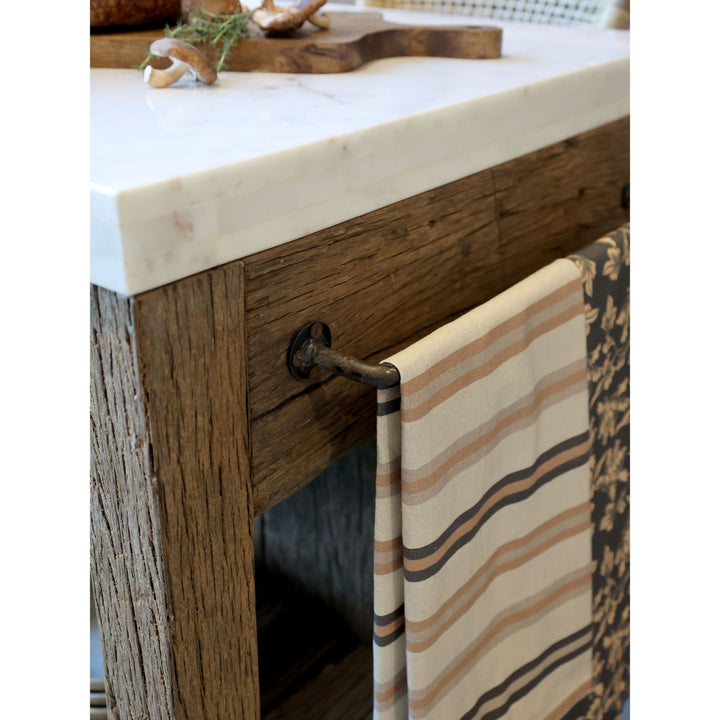 Skandinavischer Anrichtetisch mit Marmorplatte aus Recyclingholz – Luxurelle Nordic Patina