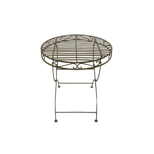 Gartentisch rund 70 cm – dekorativer Metalltisch aus Eisen in Dunkelbraun