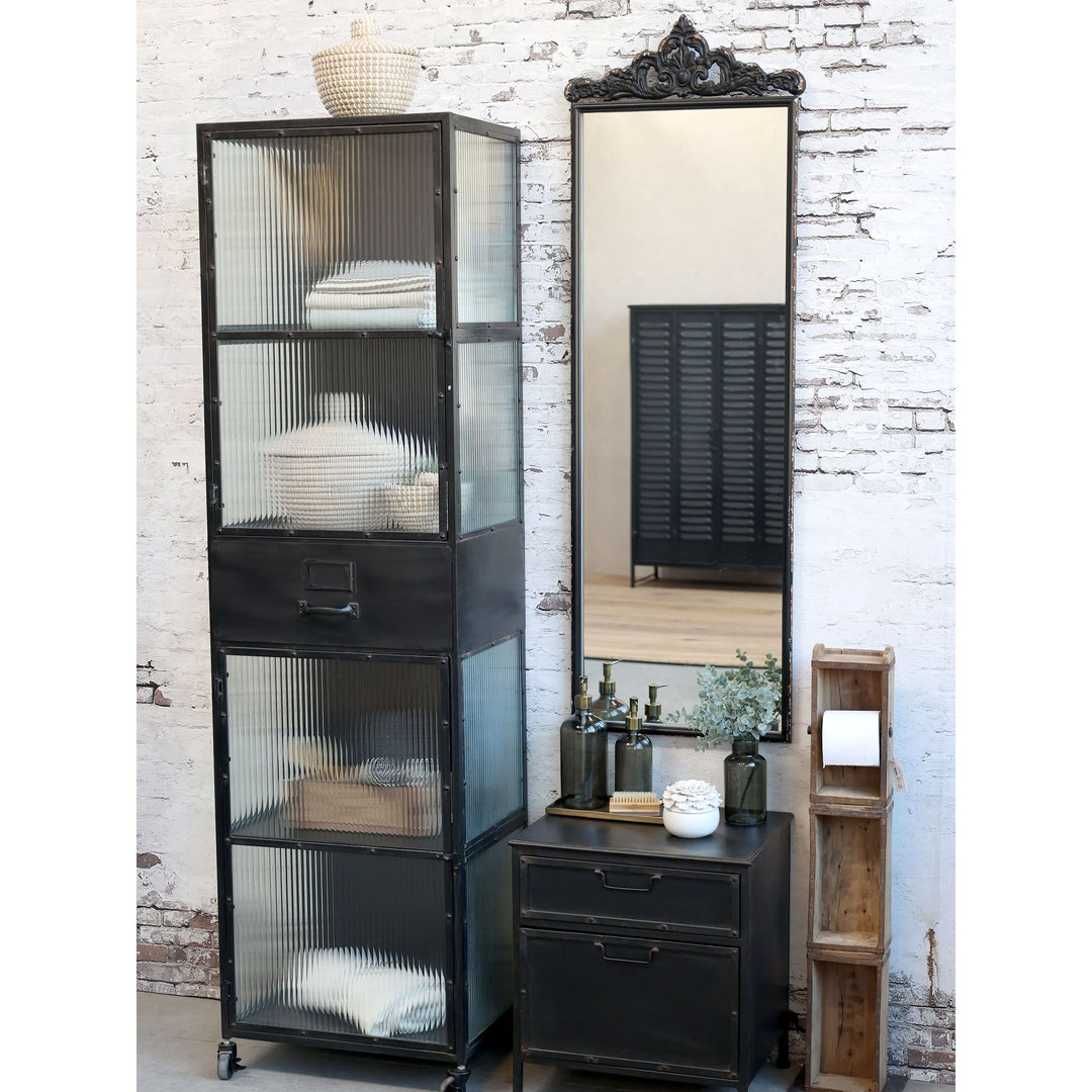 Factory Kommode im 2er Set aus Eisen in Antique Schwarz