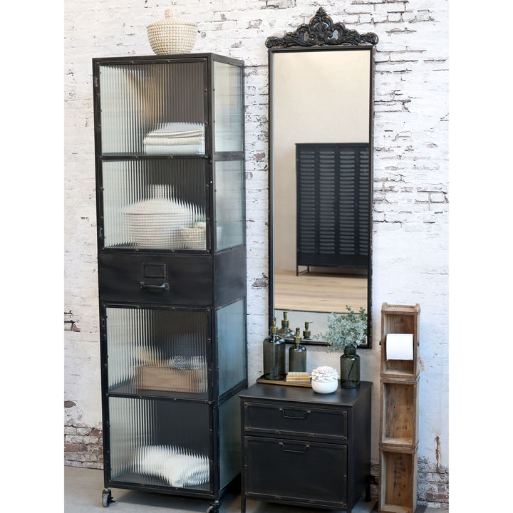 Factory Kommode im 2er Set aus Eisen in Antique Schwarz