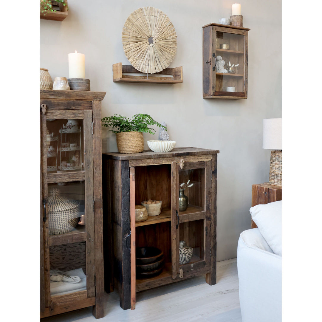 Skandinavischer Wandschrank im 2er Set aus Recyclingholz Luxurelle Nordic Patina