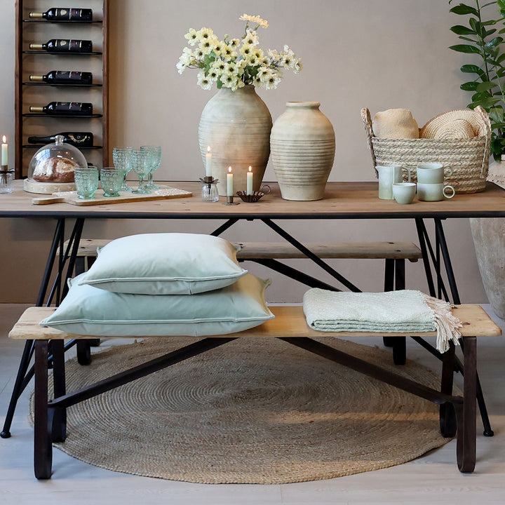 Skandinavische Bank im 2er Set aus Recyclingholz – Luxurelle Nordic Patina