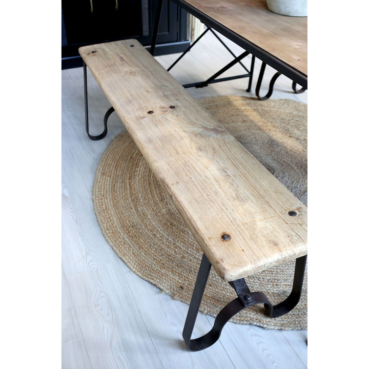 Skandinavische Bank im 2er Set aus Recyclingholz – Luxurelle Nordic Patina