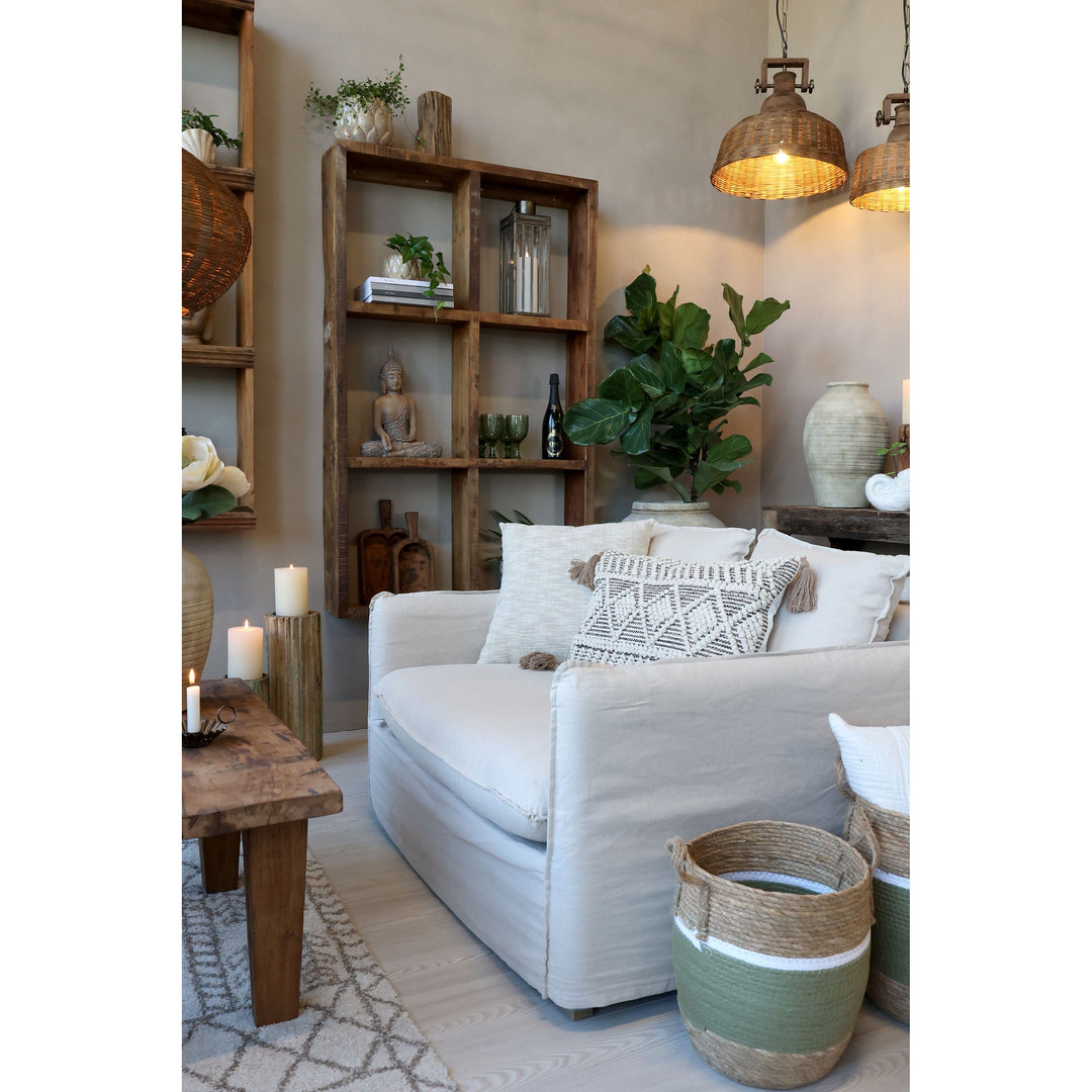 Skandinavisches Regal mit 6 Fächern aus Recyclingholz – Luxurelle Nordic Patina