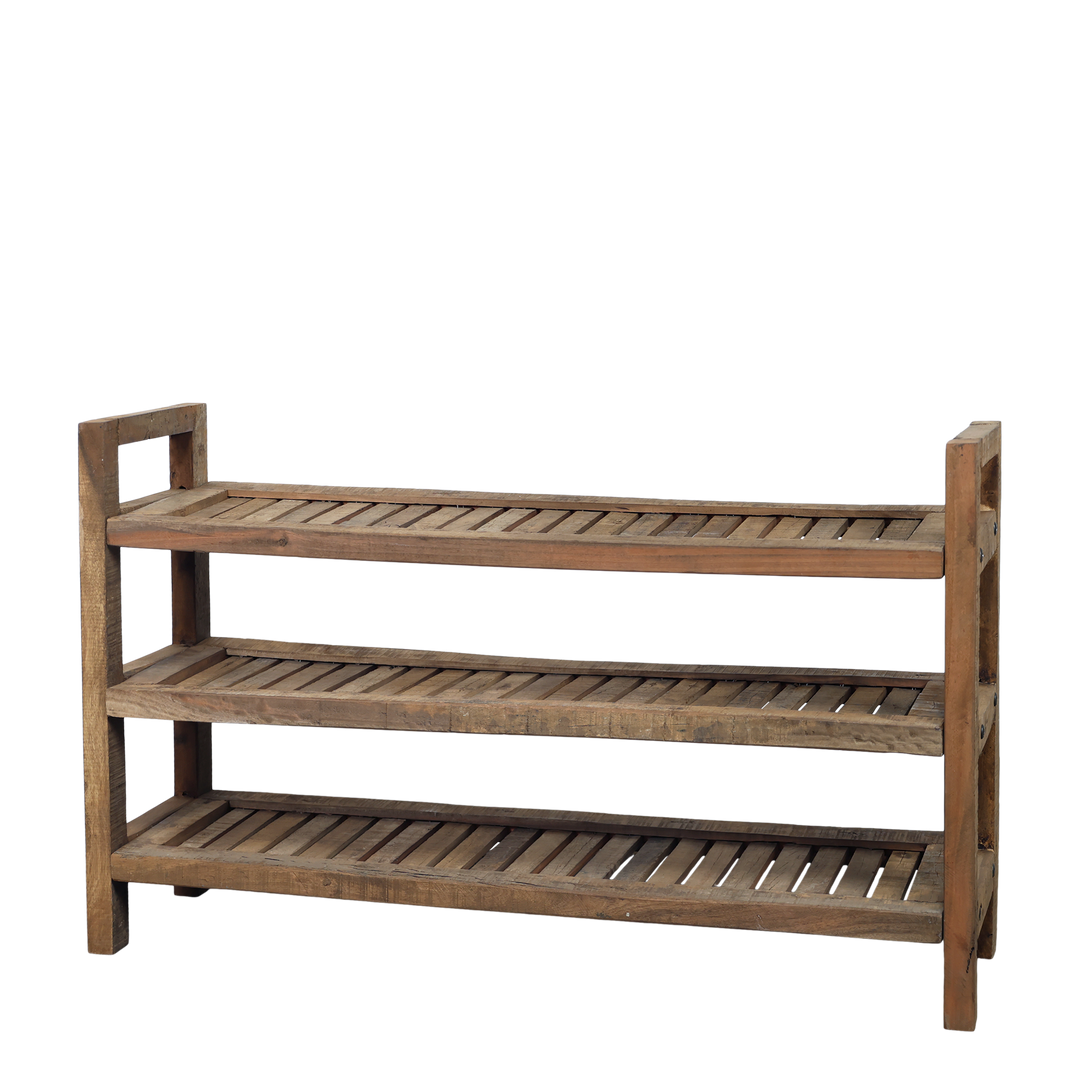 Skandinavisches Regal mit 3 Ablageböden aus Recyclingholz – Luxurelle Nordic Patina