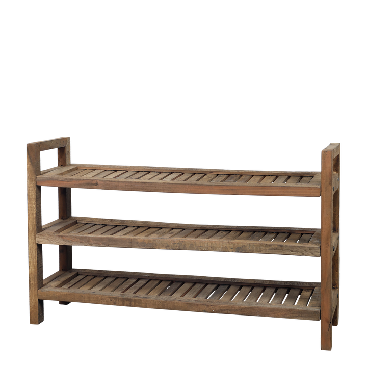 Skandinavisches Regal mit 3 Ablageböden aus Recyclingholz – Luxurelle Nordic Patina