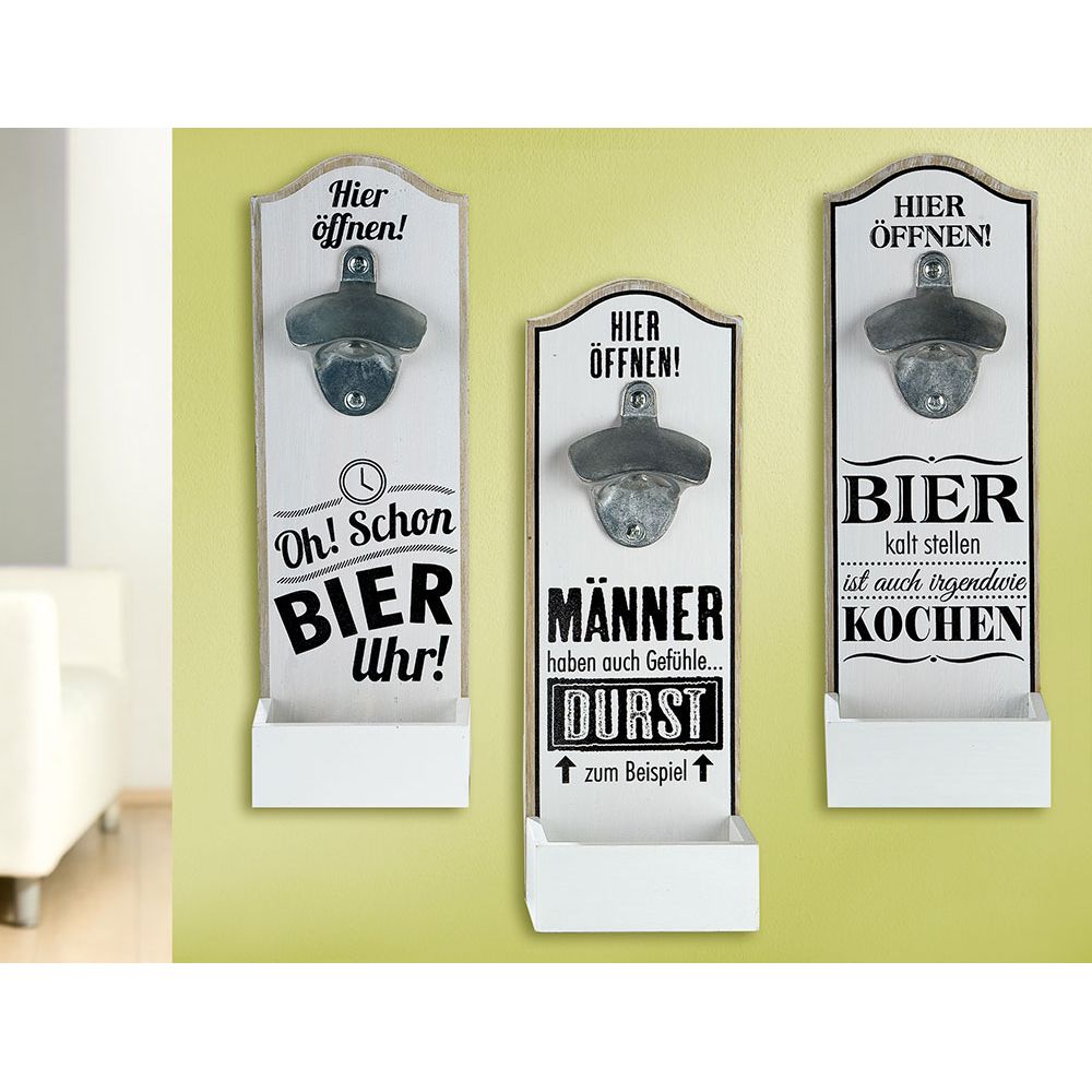 Flaschenöffner Wand „Bier kalt stellen ist auch irgendwie Kochen“ – dekorativer Wand Flaschenöffner