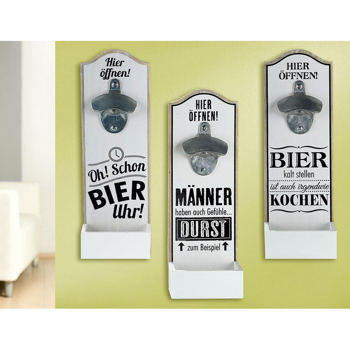 Flaschenöffner Wand „Bier kalt stellen ist auch irgendwie Kochen“ – dekorativer Wand Flaschenöffner