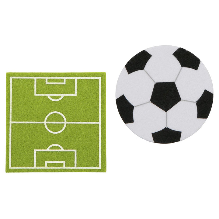 Untersetzer Fußball Set aus Filz – rund und quadratisch
