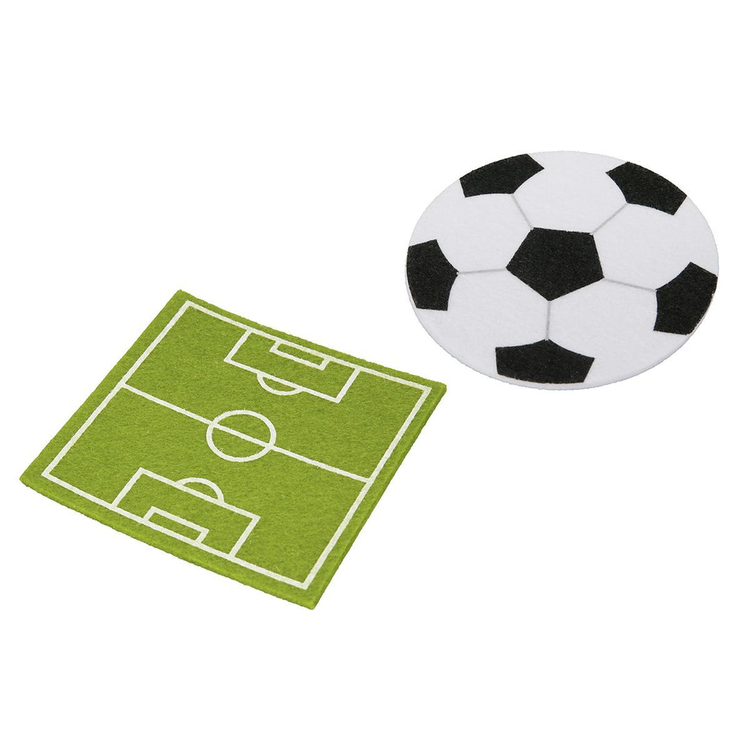 Untersetzer Fußball Set aus Filz – rund und quadratisch