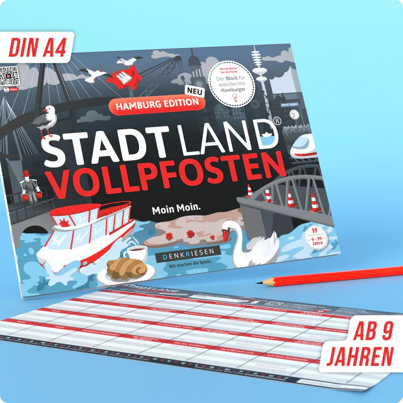 Stadt Land Vollpfosten® Hamburg Edition - "Moin Moin." | A4 Spielblock