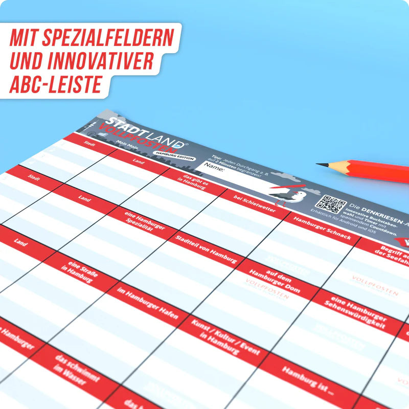 Stadt Land Vollpfosten® Hamburg Edition - "Moin Moin." | A4 Spielblock