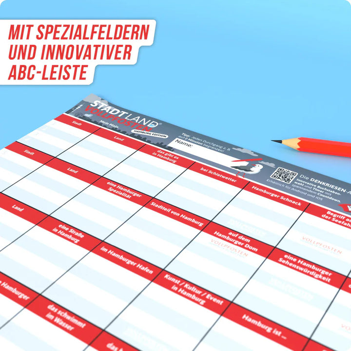 Stadt Land Vollpfosten® Hamburg Edition - "Moin Moin." | A4 Spielblock
