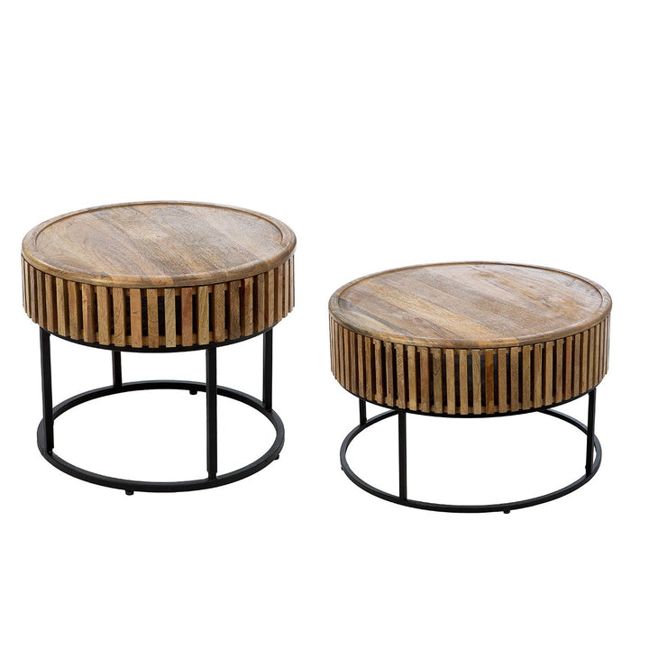 Beistelltisch rund „Roseau“ – stilvolles 2er Set aus Mangoholz