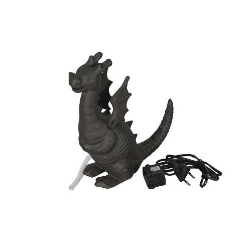 Wasserspeier Drache – dekorativer Gartenbrunnen aus Gusseisen in Braun inkl. Pumpe