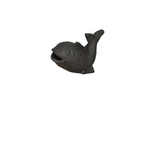 Wasserspeier Fisch auf Stein – dekorativer Gartenbrunnen aus Gusseisen in Braun inkl. Pumpe