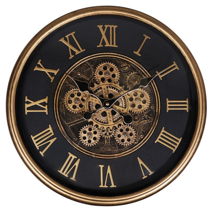 Skelett Wanduhr Industrial Vintage – elegante Wanduhr mit Zahnrad Design in Roségold und Schwarz