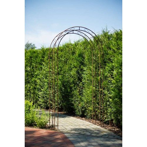 Rosenbogen 230 cm – dekorativer Gartenbogen aus Eisen in Rostoptik