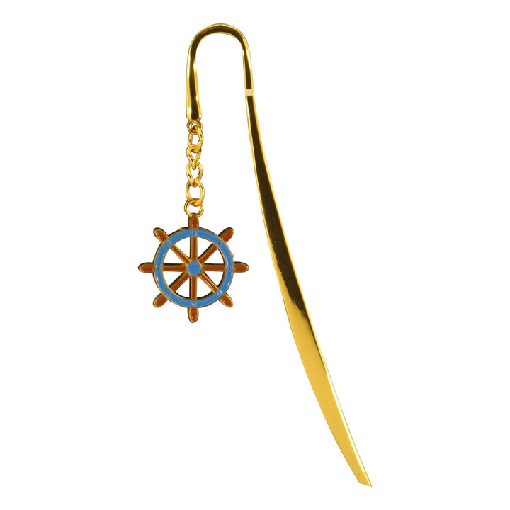 Lesezeichen Steuerrad – maritimes Metall Lesezeichen in Goldoptik