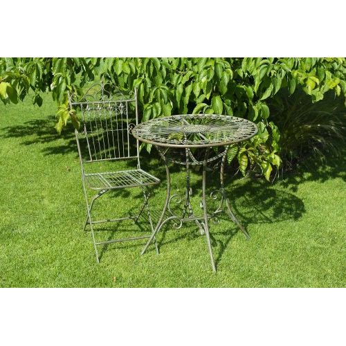 Gartentisch rund 70 cm – dekorativer Metalltisch aus Eisen in Braun Grün