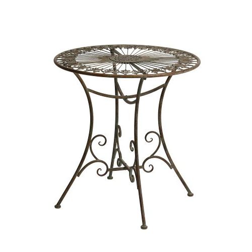 Gartentisch rund 70 cm – dekorativer Metalltisch aus Eisen in Braun Grün
