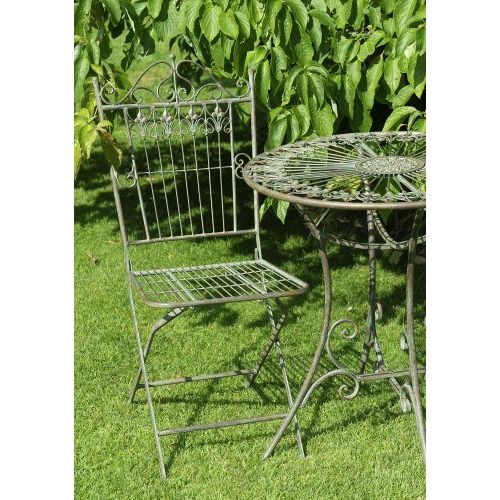 Gartenstuhl 2er Set 96 cm – klappbare Metallstühle aus Eisen in Braun Grün