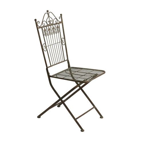 Gartenstuhl 2er Set 96 cm – klappbare Metallstühle aus Eisen in Braun Grün