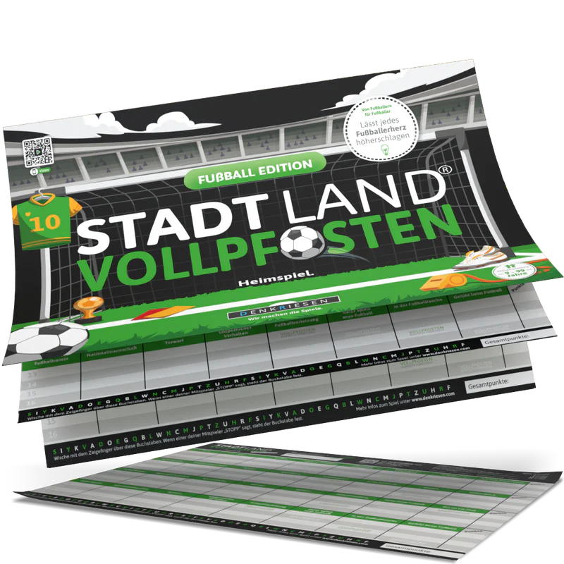 Stadt Land Vollpfosten® Spielblock | Fußball Edition
