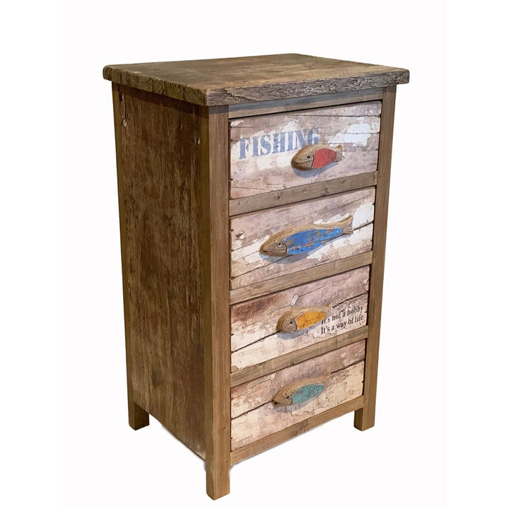 Holz Schrank Fish Shabby – maritimer Schubladenschrank im Vintage Stil
