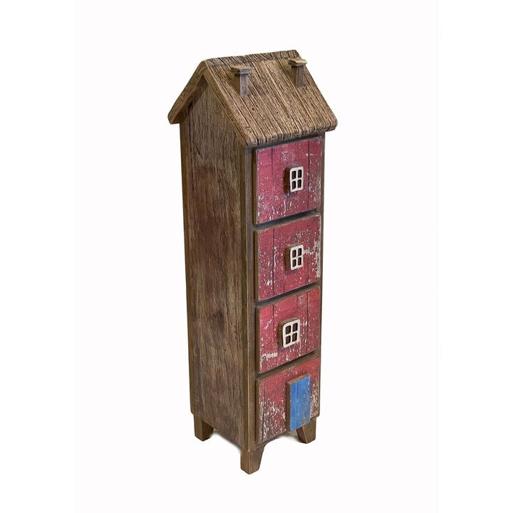 Holz Schubladen Haus Shabby – dekorativer Schubladenschrank im Hausdesign