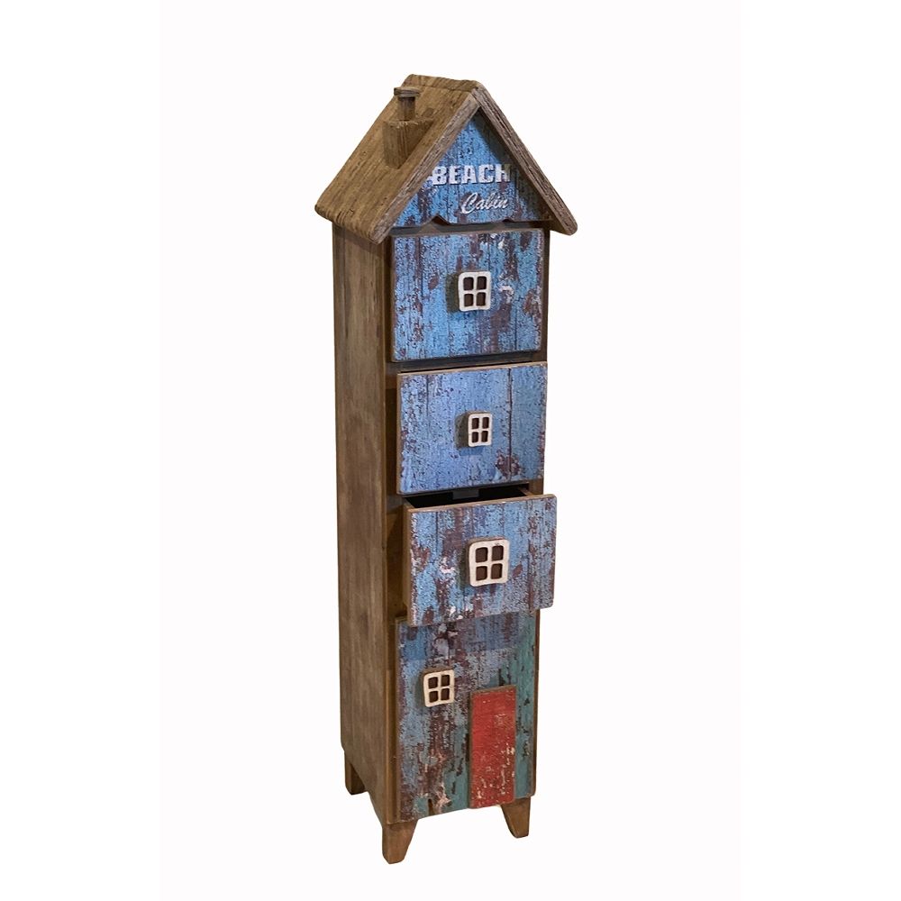 Holz Schubladen Haus Shabby – maritimer Schubladenschrank im Beachhouse Stil