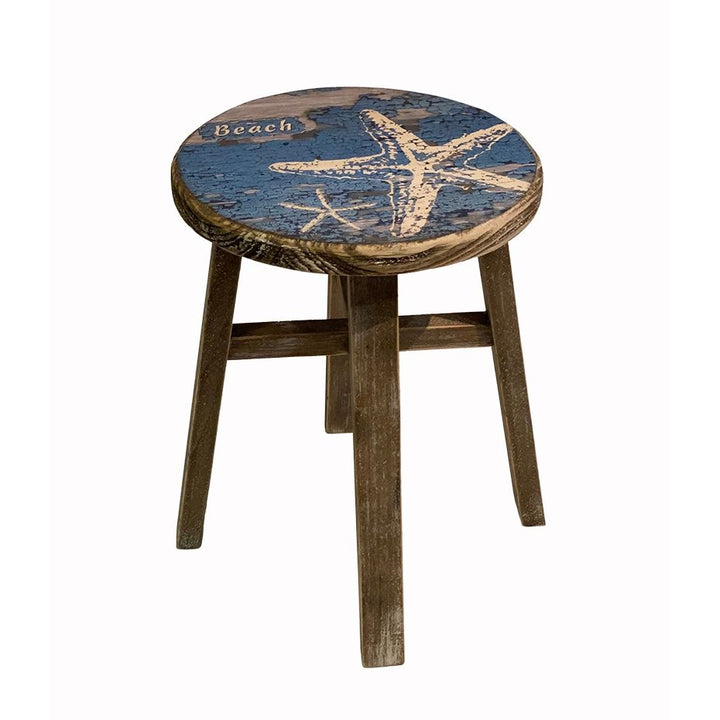 Holz Hocker Seestern Shabby – maritimer Hocker im Vintage Look