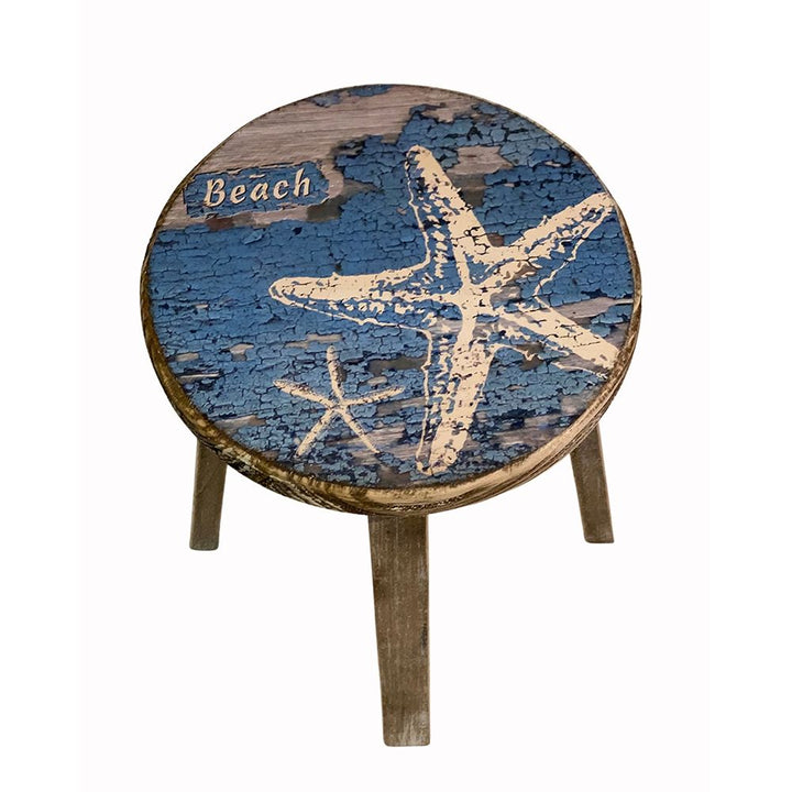 Holz Hocker Seestern Shabby – maritimer Hocker im Vintage Look