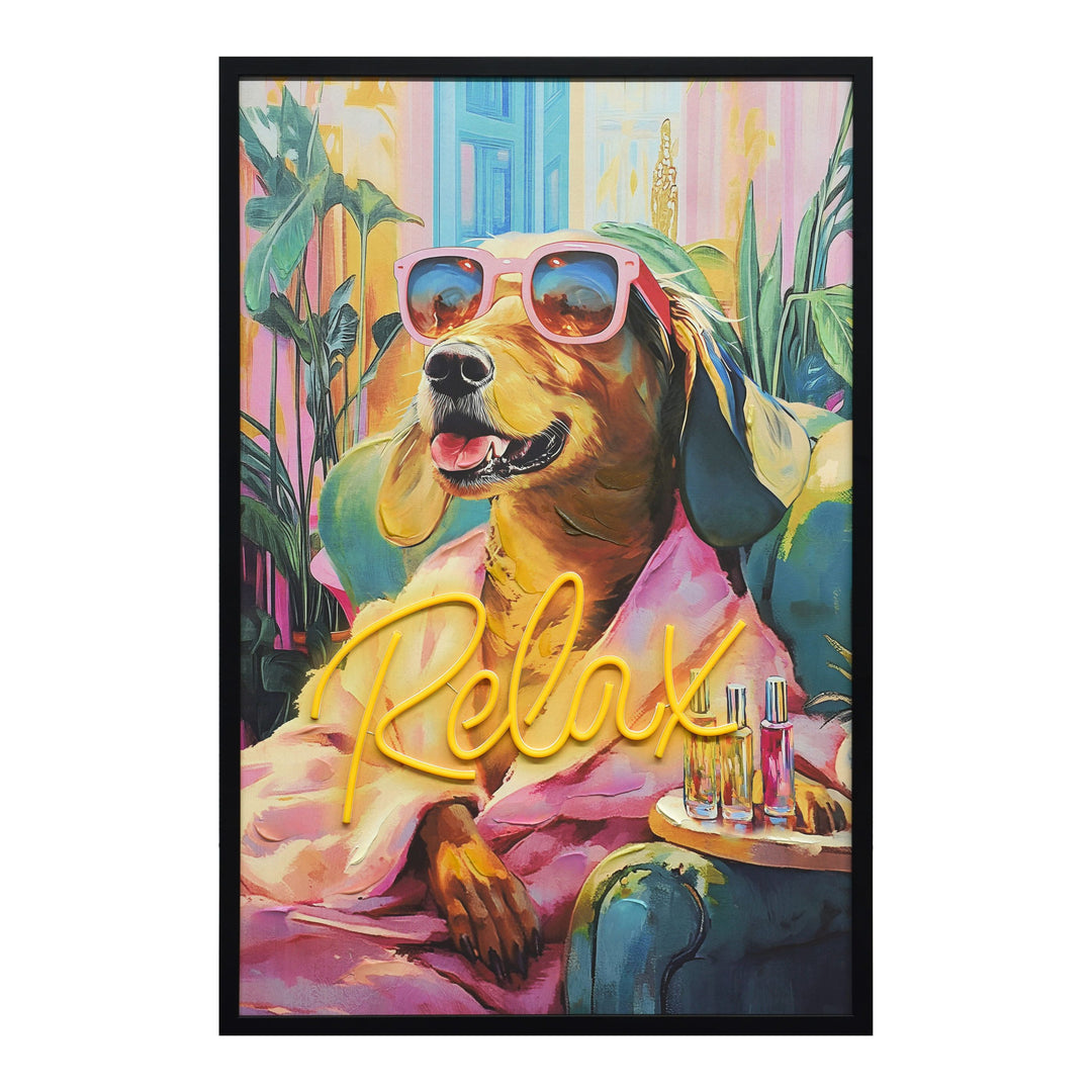 Lumière d’Art Collection – LED Wandbild Dog Relax 60 x 90 cm