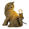 Tischlampe Katze sitzend H. 32cm antik gold