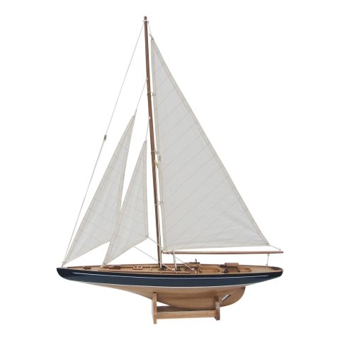 Segel Yacht – große maritime Holz Deko mit Stoffsegel 80 cm