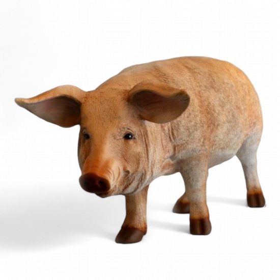 Schwein Figur stehend aus Kunstharz – naturgetreue Tierfigur für Garten und Wohnraum, 78 cm