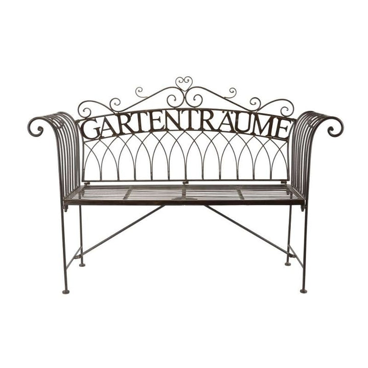 Gartenbank Gartenträume 97 cm – dekorative Metallbank aus Eisen in Dunkelbraun