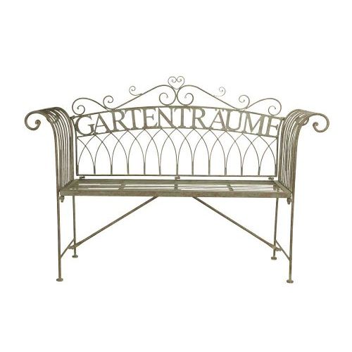 Gartenbank Gartenträume 135 cm – dekorative Metallbank aus Eisen in Grün Antik