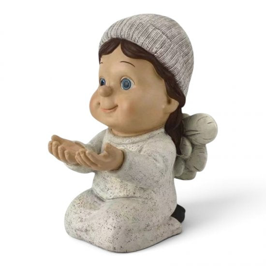 Engel kniend, dekorative Engelsfigur aus Kunstharz, 38 cm