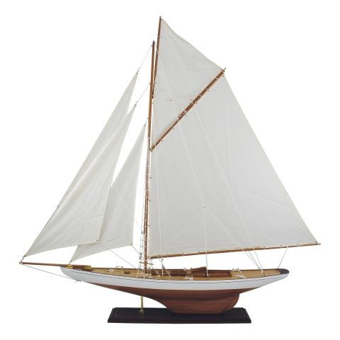 Segelyacht – extra große maritime Holz Deko mit Stoffsegel 120 cm