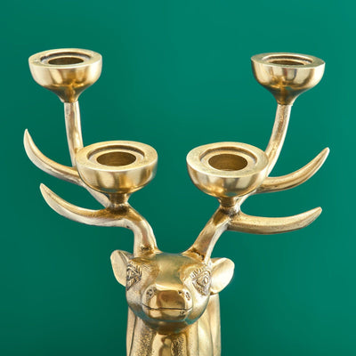Kerzenleuchter Hirsch, gold, Aluminium