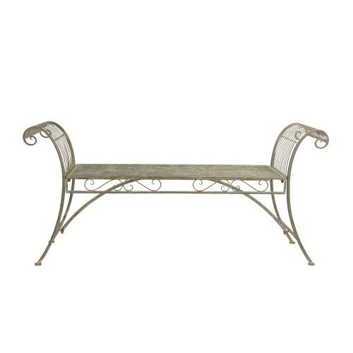 Gartenbank groß 144 cm – elegante Metallbank aus Eisen in Grau Braun